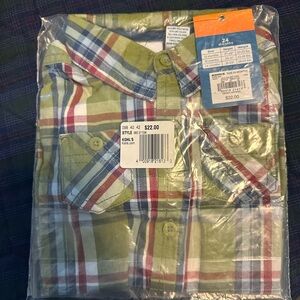 Kohl's BOYS Green Plaid Shirt